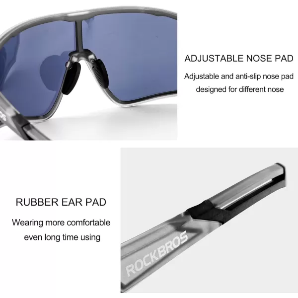 imageROCKBROS Polarized Sunglasses UV Protection for Women Men Cycling SunglassesGray Black