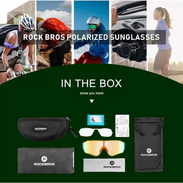 imageROCKBROS Polarized Sunglasses UV Protection for Women Men Cycling SunglassesGreen