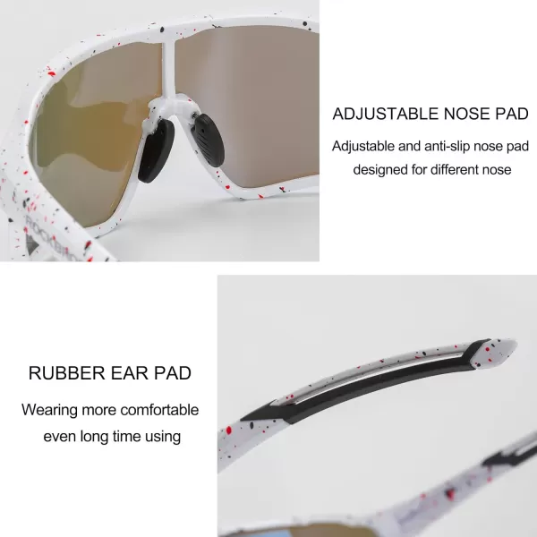 imageROCKBROS Polarized Sunglasses UV Protection for Women Men Cycling SunglassesSpotted White