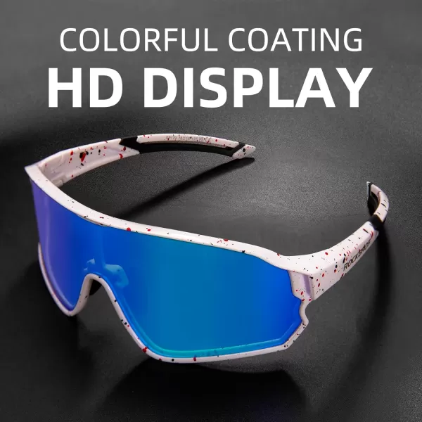 imageROCKBROS Polarized Sunglasses UV Protection for Women Men Cycling SunglassesSpotted White