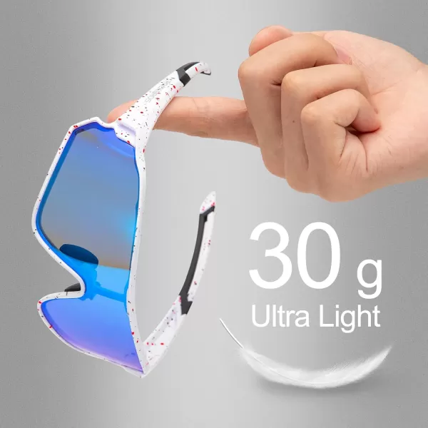 imageROCKBROS Polarized Sunglasses UV Protection for Women Men Cycling SunglassesSpotted White