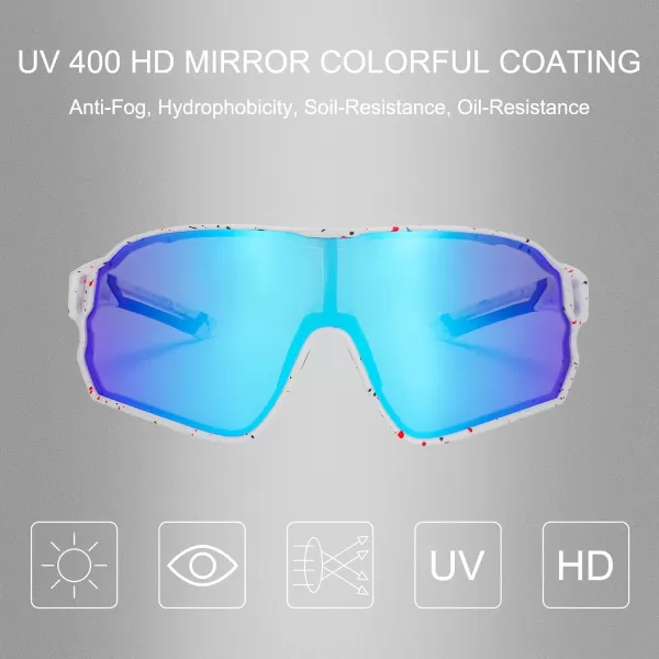 imageROCKBROS Polarized Sunglasses UV Protection for Women Men Cycling SunglassesSpotted White