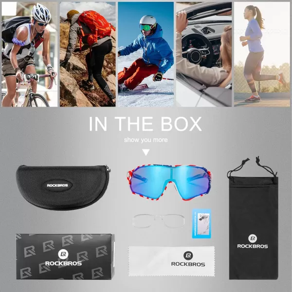 imageROCKBROS Polarized Sunglasses UV Protection for Women Men Cycling SunglassesUs Flagblue