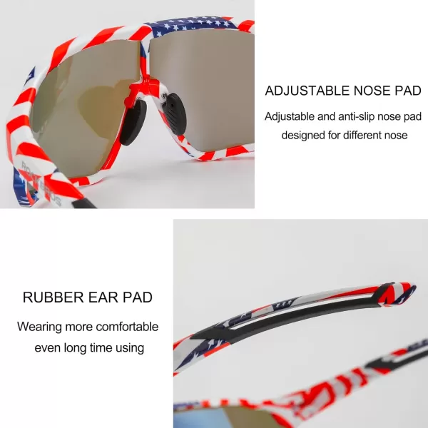 imageROCKBROS Polarized Sunglasses UV Protection for Women Men Cycling SunglassesUs Flagblue