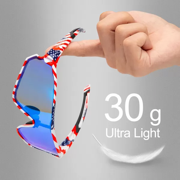 imageROCKBROS Polarized Sunglasses UV Protection for Women Men Cycling SunglassesUs Flagblue