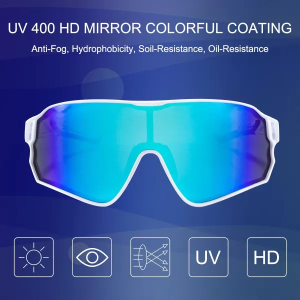 imageROCKBROS Polarized Sunglasses UV Protection for Women Men Cycling SunglassesWhite Blue