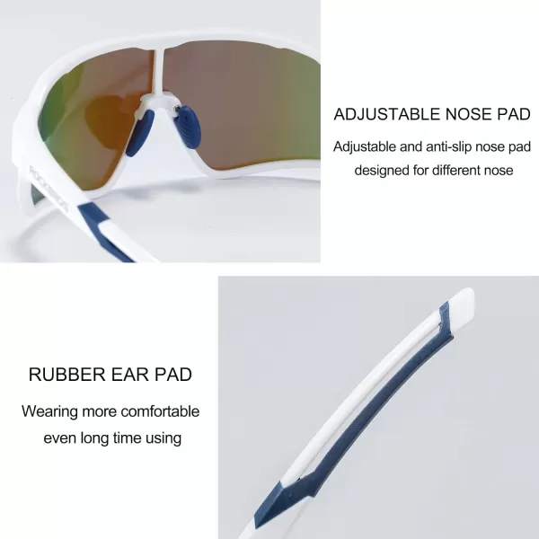 imageROCKBROS Polarized Sunglasses UV Protection for Women Men Cycling SunglassesWhite Blue