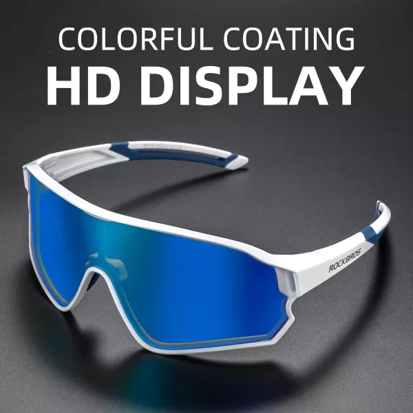 imageROCKBROS Polarized Sunglasses UV Protection for Women Men Cycling SunglassesWhite Blue