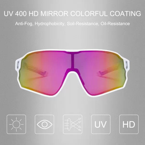 imageROCKBROS Polarized Sunglasses UV Protection for Women Men Cycling SunglassesWhite Pink