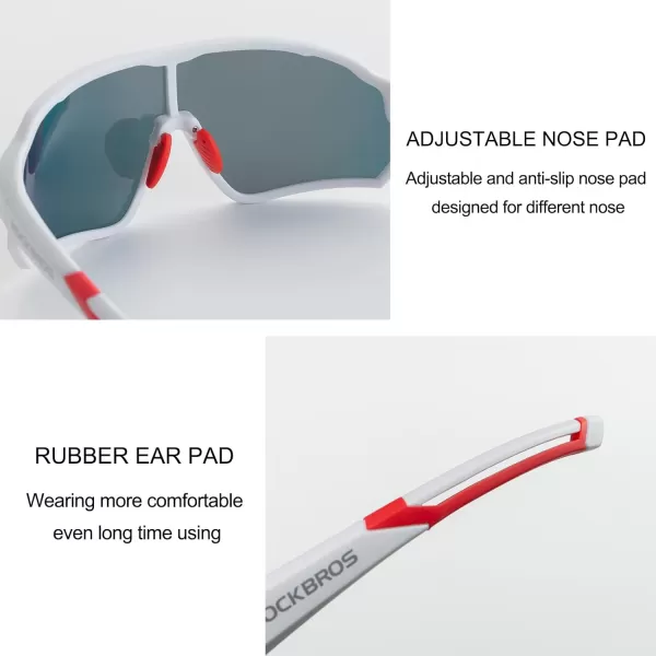 imageROCKBROS Polarized Sunglasses UV Protection for Women Men Cycling SunglassesWhite Red