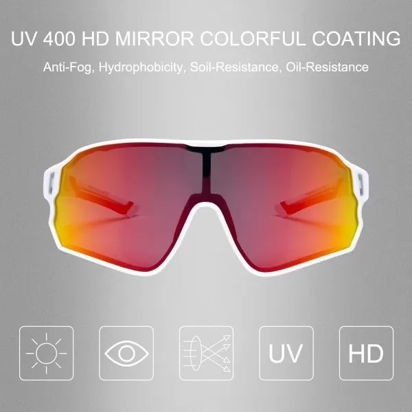 imageROCKBROS Polarized Sunglasses UV Protection for Women Men Cycling SunglassesWhite Red