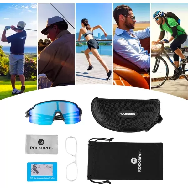 imageROCKBROS Polarized Sunglasses for Men Women UV Protection Cycling Sunglasses Sport GlassesBlack Blue