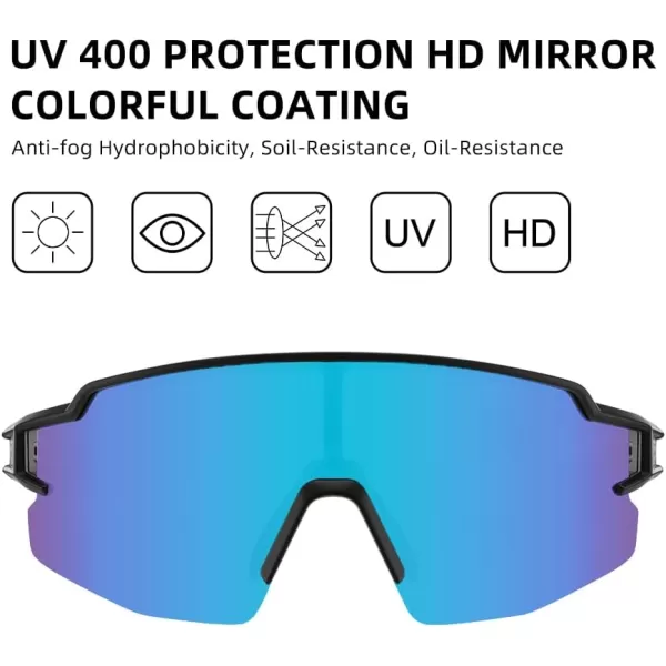 imageROCKBROS Polarized Sunglasses for Men Women UV Protection Cycling Sunglasses Sport GlassesBlack Blue