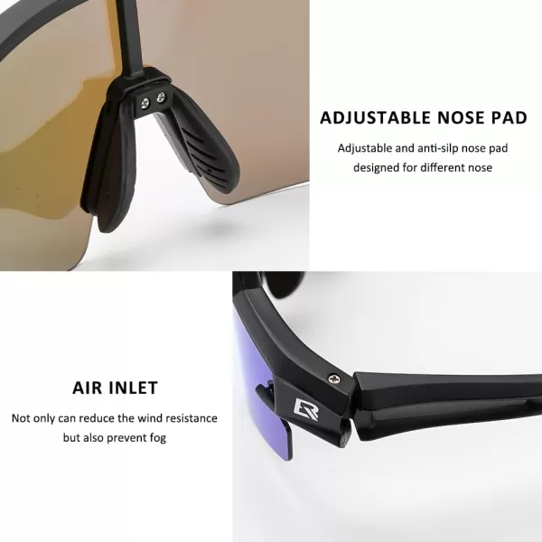 imageROCKBROS Polarized Sunglasses for Men Women UV Protection Cycling Sunglasses Sport GlassesBlack Blue