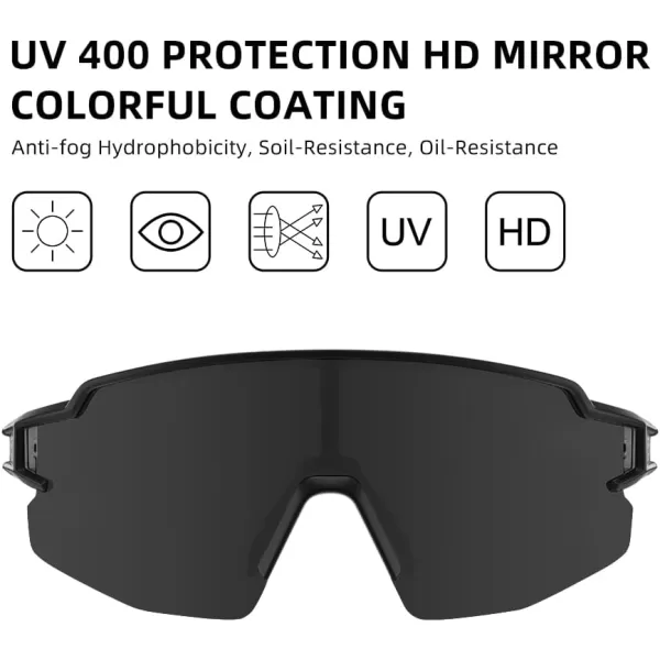 imageROCKBROS Polarized Sunglasses for Men Women UV Protection Cycling Sunglasses Sport GlassesBlack Gray