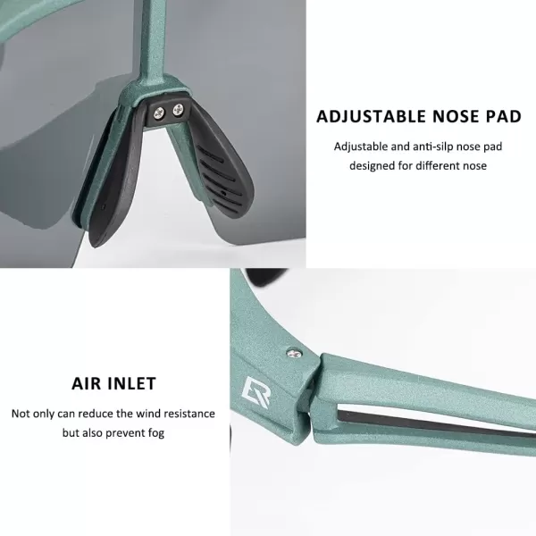 imageROCKBROS Polarized Sunglasses for Men Women UV Protection Cycling Sunglasses Sport GlassesGreen Grey