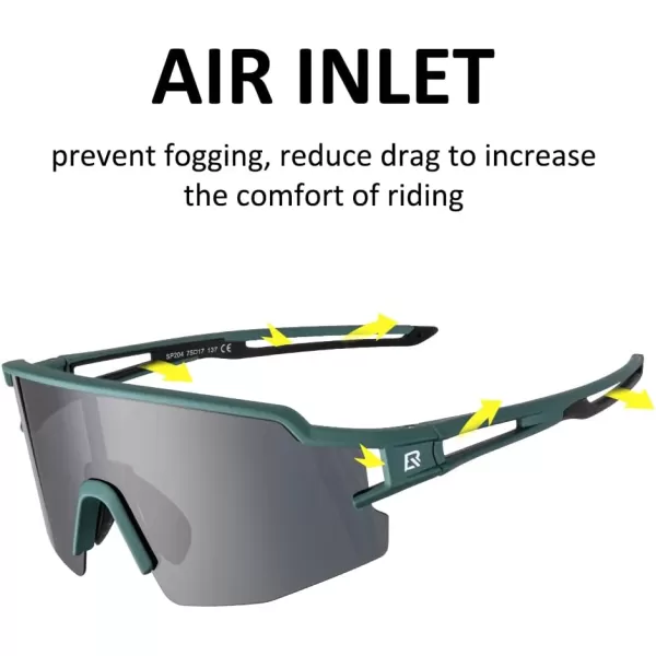 imageROCKBROS Polarized Sunglasses for Men Women UV Protection Cycling Sunglasses Sport GlassesGreen Grey