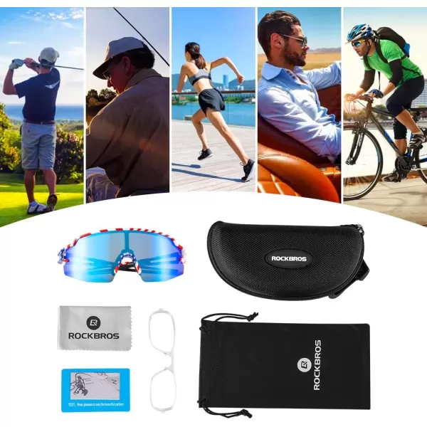 imageROCKBROS Polarized Sunglasses for Men Women UV Protection Cycling Sunglasses Sport GlassesRed Blue