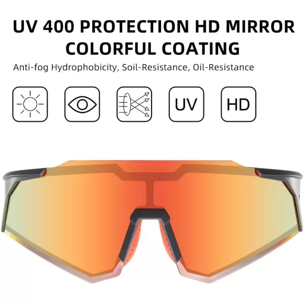 imageROCKBROS Polarized Sunglasses for Men Women UV Protection Cycling Sunglasses Sport GlassesRed Yellow