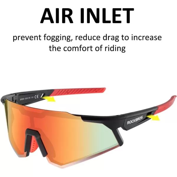 imageROCKBROS Polarized Sunglasses for Men Women UV Protection Cycling Sunglasses Sport GlassesRed Yellow