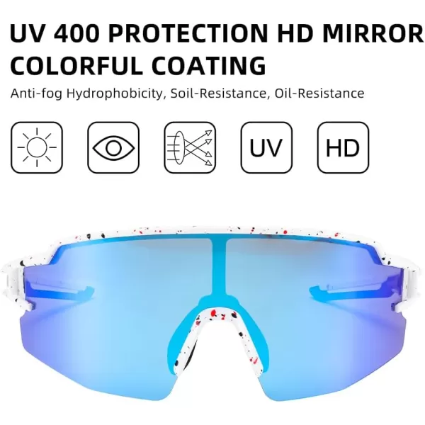 imageROCKBROS Polarized Sunglasses for Men Women UV Protection Cycling Sunglasses Sport GlassesWhite Blue