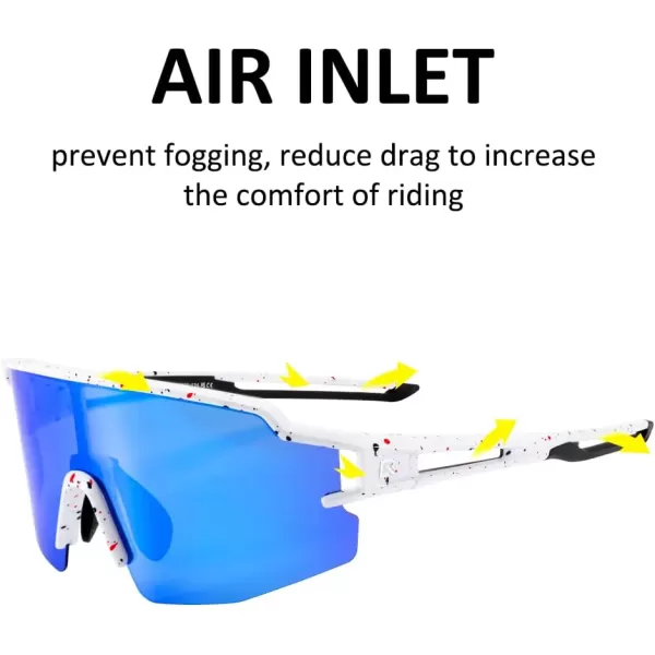 imageROCKBROS Polarized Sunglasses for Men Women UV Protection Cycling Sunglasses Sport GlassesWhite Blue