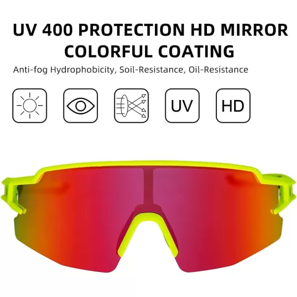 imageROCKBROS Polarized Sunglasses for Men Women UV Protection Cycling Sunglasses Sport GlassesYellow Red