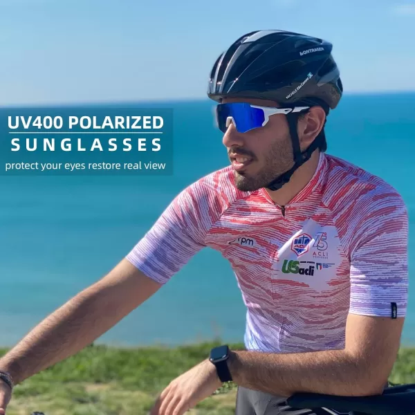 imageROCKBROS Polarized Sunglasses for Men Women UV400 Protection Cycling Bike Glasses Lightweight Frame Driving SunglassesWhite