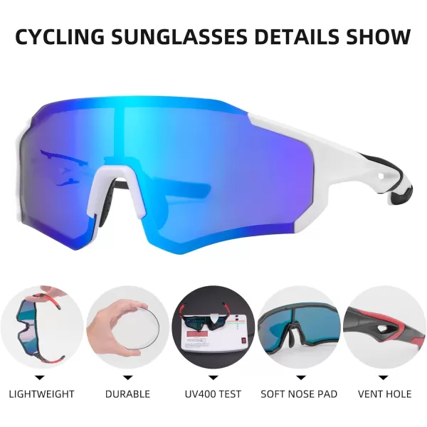 imageROCKBROS Polarized Sunglasses for Men Women UV400 Protection Cycling Bike Glasses Lightweight Frame Driving SunglassesWhite