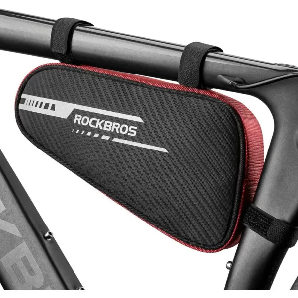 imageBike Bicycle Triangle Bag Bike Storage Bag Bicycle Frame Pouch Bag for MTB Road Bike Cycling Bike AccessoriesRed Black
