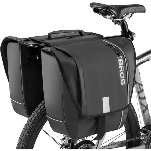 imageROCKBROS 30L Bike Panniers Bags for Bicycles Rear Rack Pannier Bag Waterproof Bicycle Pannier with Rain Cover