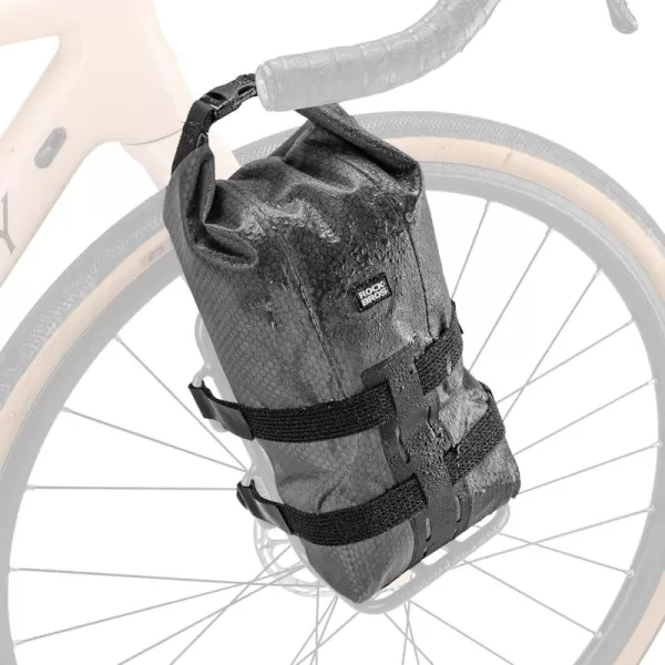 imageROCKBROS Bike Front Fork Bag with Aluminum Alloy Front Bike Rack Waterproof 4L Bike Pannier Bag Bike Fork Bag Front Rack for Bike Packing Cycling Touring Black 4L1 piece
