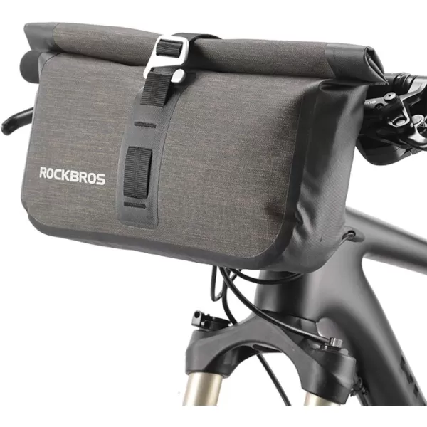 imageROCKBROS Bike Handlebar Bag Waterproof Bicycle Front Handlebar Bike Bag 6L Bikepacking Bag for Mountain Road Bicycles