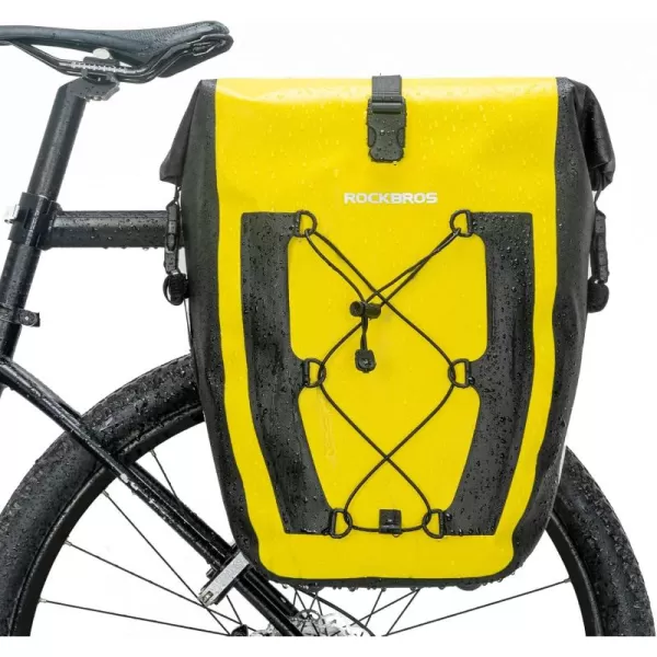 imageROCKBROS Bike Panniers Waterproof Bike Rear Rack Bag Max 30L Large Capacity Bike Rear Panniers for Cycling Traveling CommutingYellow1