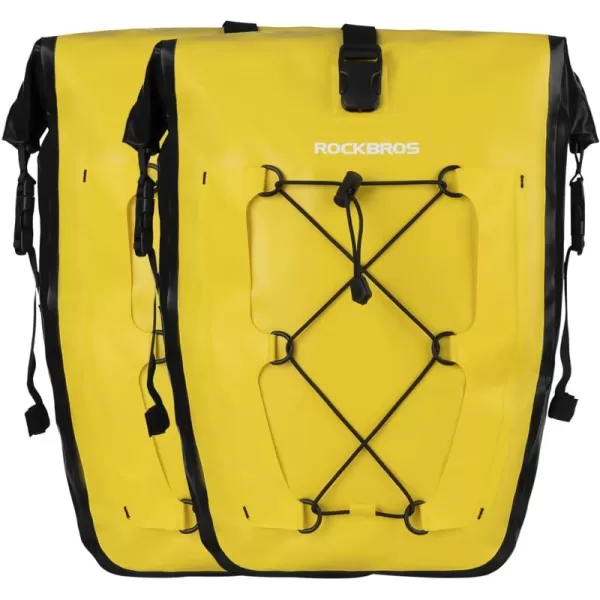 imageROCKBROS Bike Panniers Waterproof Bike Rear Rack Bag Max 30L Large Capacity Bike Rear Panniers for Cycling Traveling CommutingYellow2