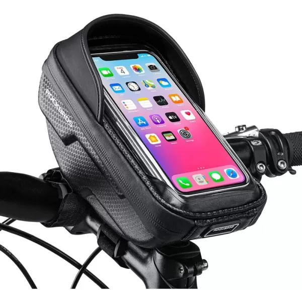 imageROCKBROS Bike Phone Mount Bag Bike Front Frame Handlebar Bag Waterproof Bike Phone Holder Case Bicycle Accessories Pouch Sensitive Touch Screen Compatible with iPhone 11 XS Max XR 8 Plus Below 65quotblack 2