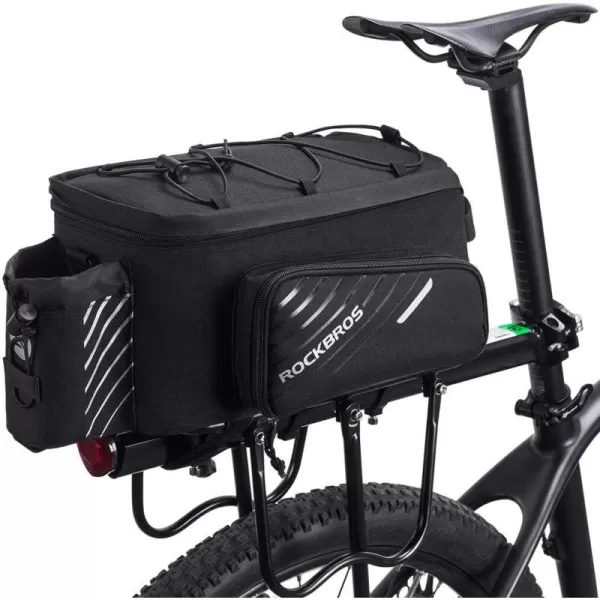 imageROCKBROS Bike Rack Bag Bicycle Bag Trunk Rear Rack Bag Bike Panniers Bike Accessories Basket Storage Luggage Saddle Shoulder Bag 13L With Rain Cover