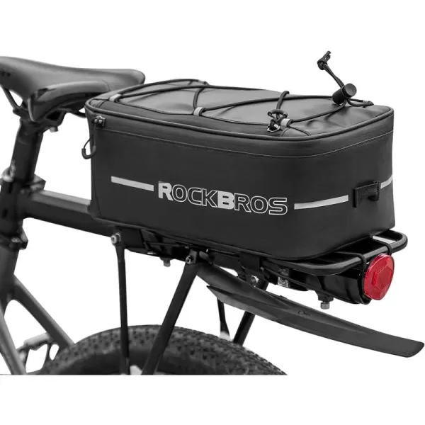 imageROCKBROS Bike Rack Bag Bike Trunk Bag Rear Bike Rack Bag for Travel with Rain Cover ampamp Reflective Stripes 6LBlack6L