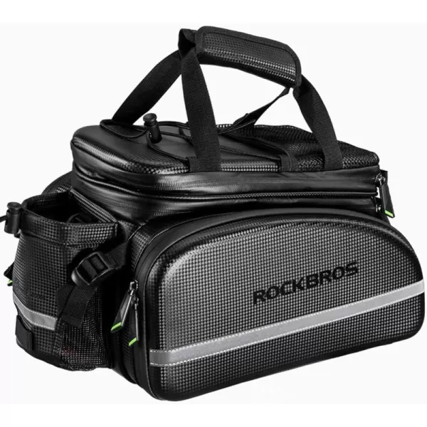 imageROCKBROS Bike Rack Bag Trunk Waterproof Carbon Leather Bicycle Rear Seat Cargo Pack Pannier Handbag