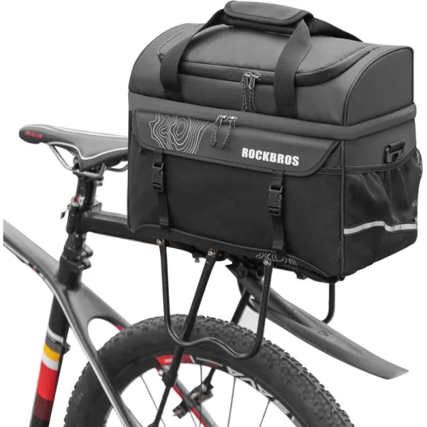 imageROCKBROS Bike Trunk Cooler Bag Bicycle Rack Rear Seat Carrier Bag Insulated Bike Panniers for Bicycle Commuter Shoulder Bag 11L Storage Luggage Bags for Cycling Accessories eBike Cargo Travel