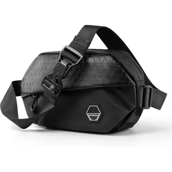 imageROCKBROS Fanny Packs Crossbody Men Belt Bag with Magnetic Buckle for Women Fashion Waist Packs for WorkoutRunningHiking Black