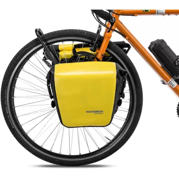 imageROCKBROS Front Roller Panniers Bag Front Rack Bike Bag Sturdy Shelf Package with Carrying Handle ampamp Free Shoulder Strap for Touring Picnic Commuting 1 PairYellow2