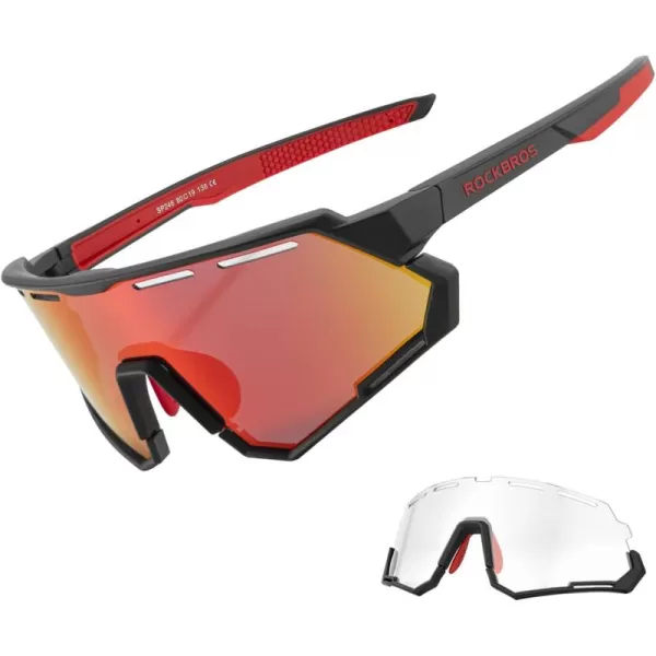 imageROCKBROS Mountain Bike Glasses for Men Cycling Glasses with Interchangeable Polarized  Photochromic Lenses Sport Sunglasses