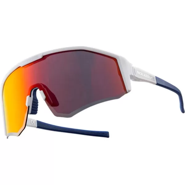imageROCKBROS Polarized Sports Sunglasses for Men and Women UV 400 Protection Sunglasses for Cycling Running BikingShiny WhiteRed