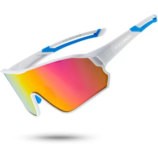 imageROCKBROS Polarized Sunglasses UV Protection for Women Men Cycling SunglassesWhite Pink