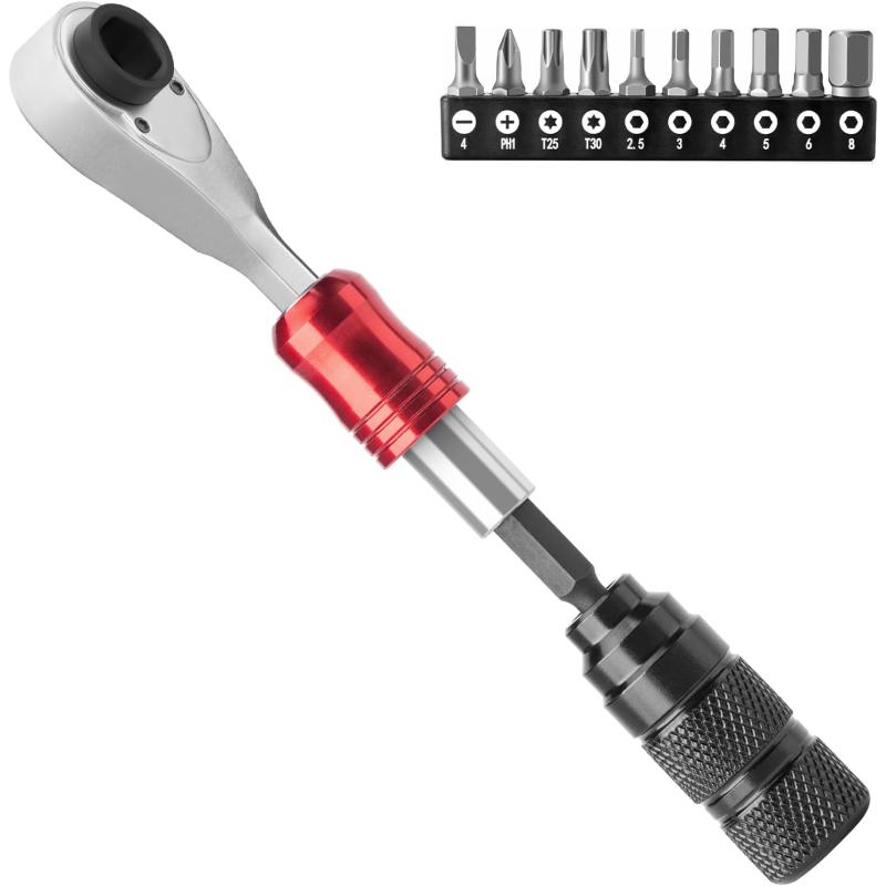 imageROCKBROS 14Inch Ratchet Socket Wrench Set 258mm Allen Hex Wrench for Bike Maintenance Including AllenampampTorx Sockets Set for Road and Mountain Bikes