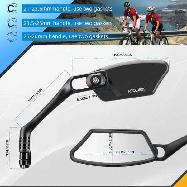 imageROCKBROS 2024 Bike Mirror HD BlastResistant Bike Mirror Handlebar Mount 360 Degree Adjustable Ebike Mirror Rotatable Bicycle Mirror Easy to Installblackleft