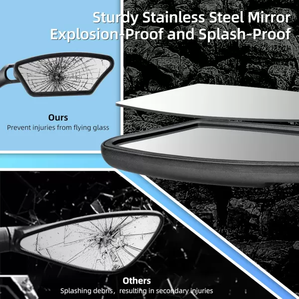 imageROCKBROS 2024 Bike Mirror HD BlastResistant Bike Mirror Handlebar Mount 360 Degree Adjustable Ebike Mirror Rotatable Bicycle Mirror Easy to Installblackleft