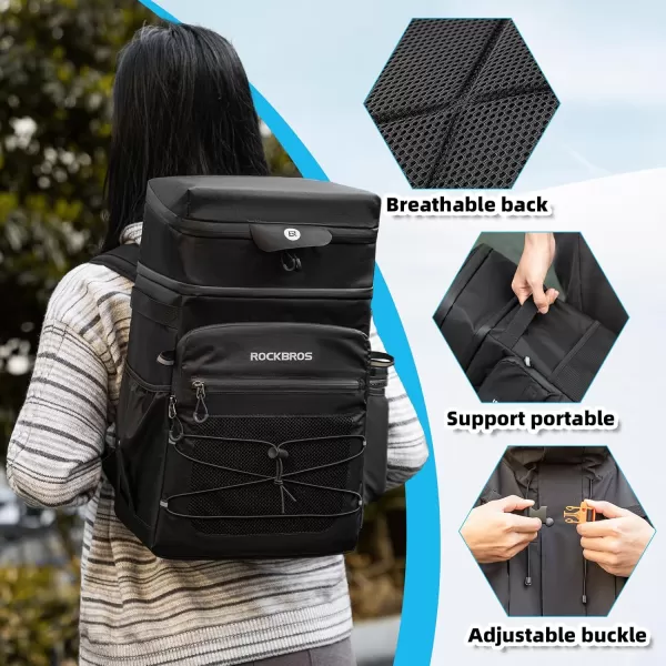 imageROCKBROS Backpack Cooler Insulated 36 Cans Soft Cooler BackpackLeakproof with Removable Lunch Bag Lightweight Portable for Beach Picnic Camping Outdoor Party
