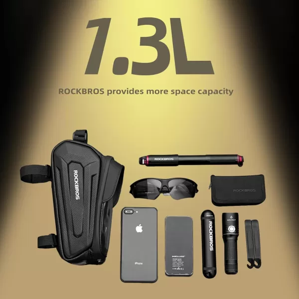 imageROCKBROS Bike Bag Phone Mount Bag Bicycle Accessories Pouch EVA Waterproof Bike Phone Holder Top Tube Front Frame Bag Handlebar Bags Compatible Phones Under 68Black13L